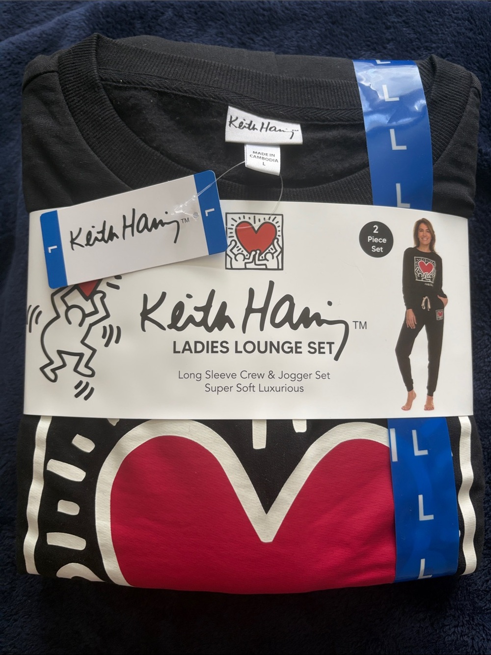 Keith Haring Ladies Black & Red Long Sleeve Crew & Jogger Lounge Set